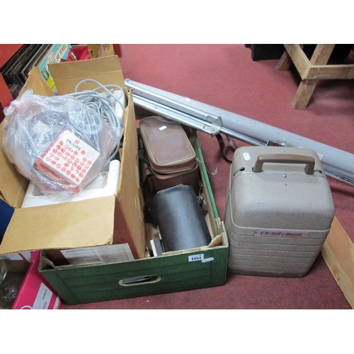 1151 - G.B. Howell Projector, projector screen Pradouit colour (boxed), Polaroid camera, reels, lens, etc, ... 