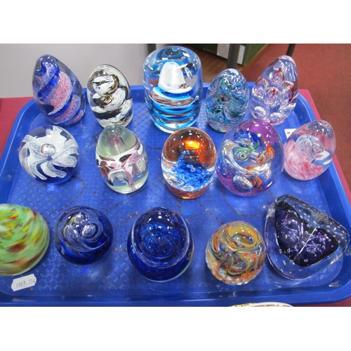 1178 - Glass Paperweights, to include Avondale, Langham, Mdina, Am Triangular (15):- One Tray.