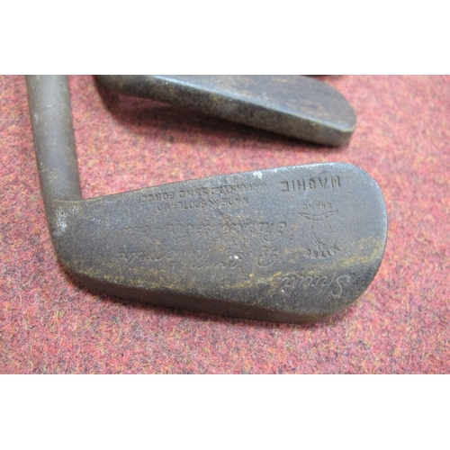 125 - Golf Clubs - All hickory shafted, including Whitcombe mashie,James Braid special iron (9), with canv... 