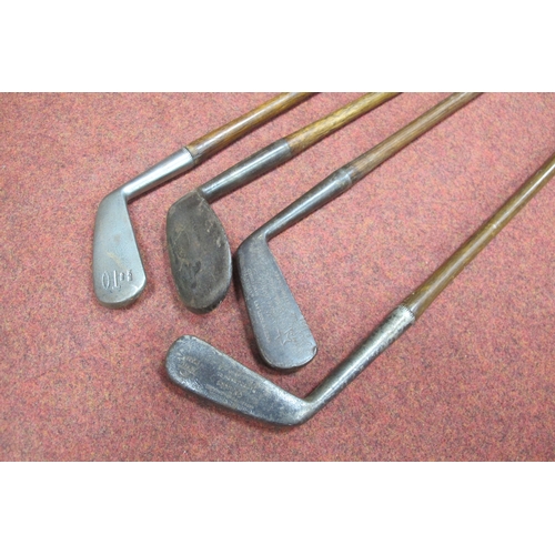 128 - Golf - Hickory Shafted Clubs Five Drivers, including Easterbrook, Bembridge, Brammer, St Andrew Spec... 