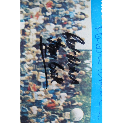 596 - Bobby Moore Autograph; together with George Best, Denis Law, Alan Ball, Rodney Marsh, Malcolm Alliso... 