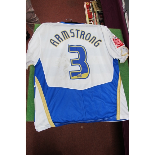 79 - Chris Armstrong, Reading Blue & White Hooped Match Shirt by Puma, bearing 'Waitrose' logo, 'Armstron... 