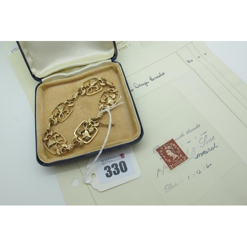 330 - George Tarratt; A 9ct Gold Lotus Pattern Bracelet, design by Geoffrey Bellamy (unsigned), of openwor... 