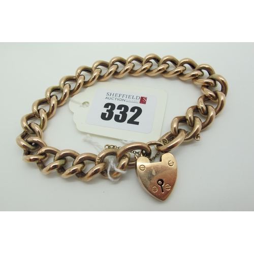 332 - A Hollow Curb Link Bracelet, of part textured finish, stamped 