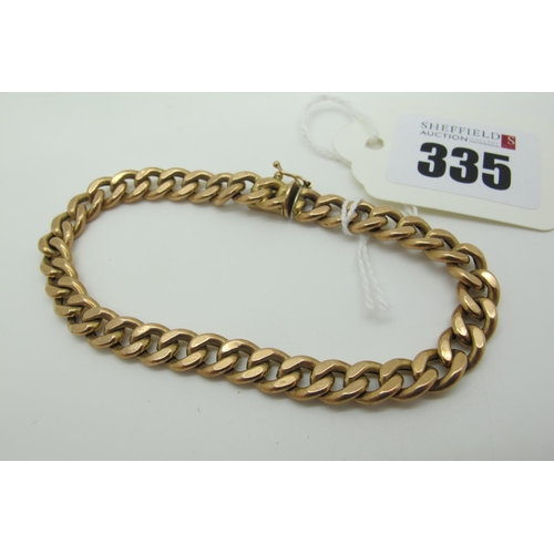 335 - A Curb Link Bracelet, of uniform design, to concealed snap clasp, stamped 