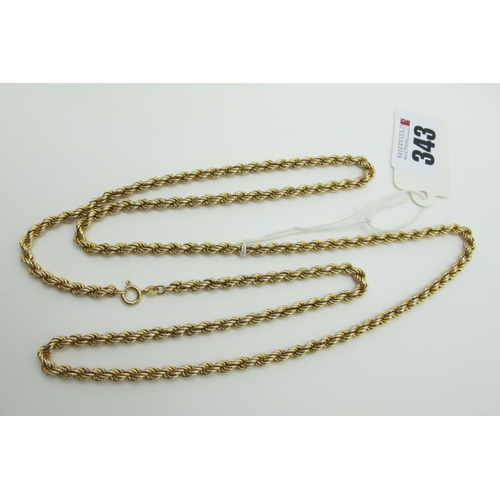 343 - A Long Rope Twist Chain, 82cm long, stamped 