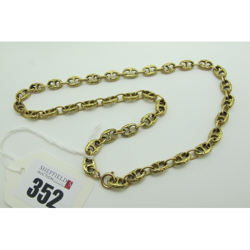 352 - A Fancy Anchor Link Style Chain, of textured finish, stamped 