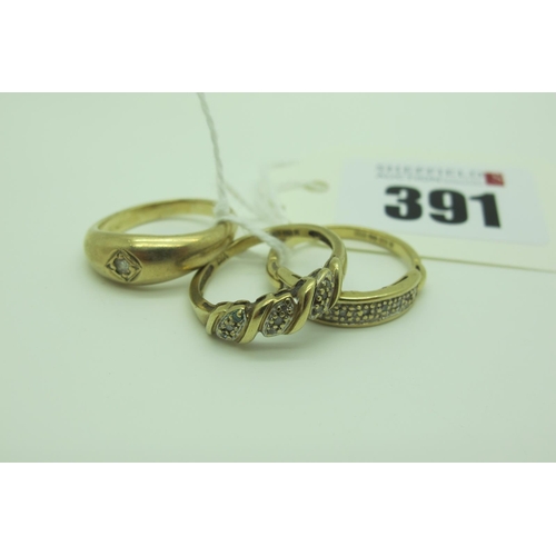 391 - A 9ct Gold Inset Ring, stamped 