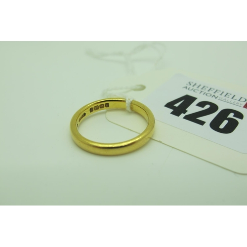 426 - A 22ct Gold Plain Wedding Band, (finger size L) (3 grams).