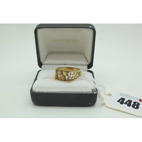 448 - A Modern QVC 9ct Gold Dress Ring, of openwork design (finger size V) (4.2grams).