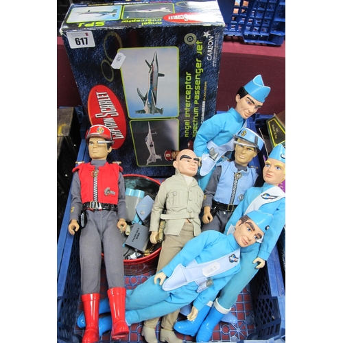 617 - Five Modern Thunderbirds, Captain Scarlet 'unboxed' action figures with accessories, together with a... 