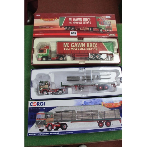 689 - Two Corgi 1:50th Scale 'Hauliers of Renown' Diecast Model Commercial Vehicles, comprising of #CC1550... 