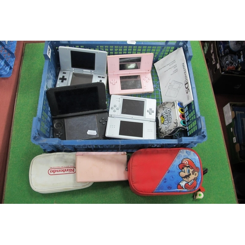 728 - Five Nintendo DS Handheld Gaming Consoles, including 3DS XL variant, all untested, sold for parts on... 