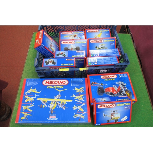 777 - Twelve Meccano 'Collection' Construction Kits, to include #3920 eight models, #2101 Helicopter, #220... 