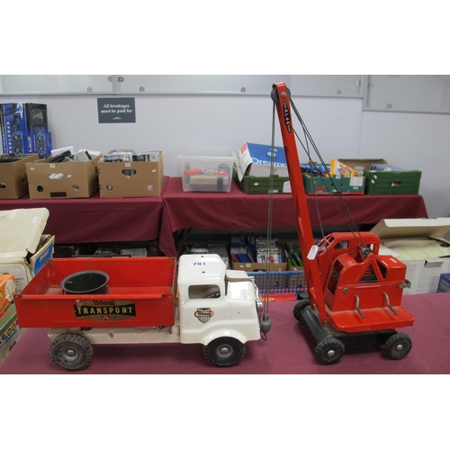 781 - Two Tri-ang Pressed Steel Model Vehicles, comprising of Jones Crane KL44 with bucket, Tri-ang Transp... 