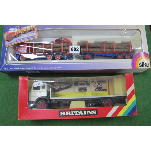 802 - Two Diecast Model Commercial Vehicles, comprising of Britains #9582 Flat Bed Transporter, boxed. A S... 