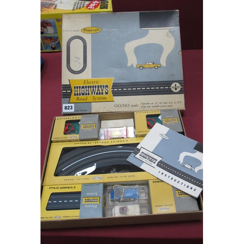 823 - A Playcraft No.1 Electric Highways Road System Slot Car Set, comprising of Chevrolet Sedan Jaguar (t... 