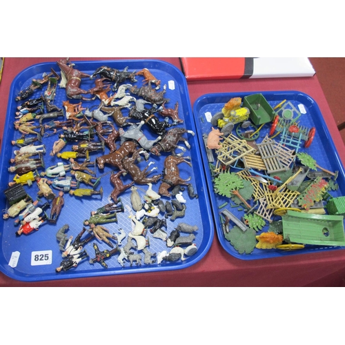 825 - A Collection of Lead, White Metal, Plastic Model Figures, Farm Machinery, Britains, Cherilee Noted, ... 