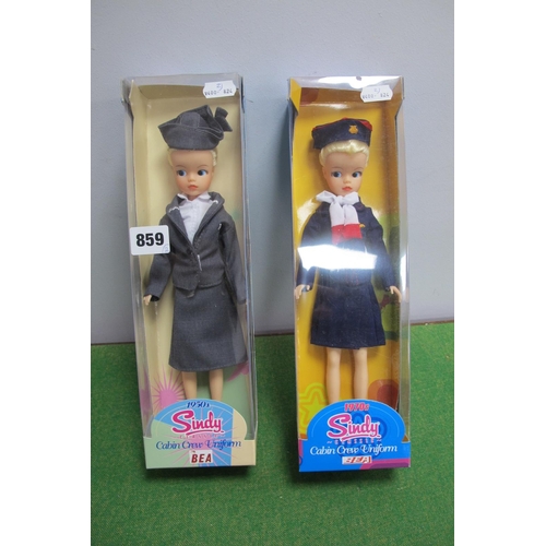 859 - Two Boxed Sindy Dolls, both from the Cabin Crew Uniform Range #420 BEA 1950's Uniform, #419 BEA 1972... 