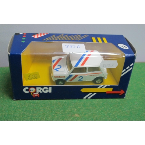 883A - A Corgi 'Hamleys Edition' Diecast Model Mini, white, No 2, Reecaro/Dunlop livery, boxed.