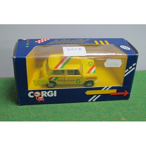 883B - A Corgi 'Hamleys Edition' Diecast Model Mini, yellow, No 5, Recaro/Dunlop livery, boxed.