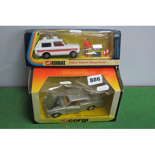 886 - Two Boxed Corgi Diecast Model Vehicles, comprising of #461 Police 'Vigilant' Range Rover, policeman,... 