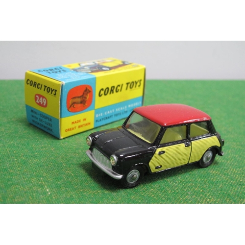 895 - A Corgi Toys #249 Diecast Model Mini-Cooper with De-Luxe Wickerwork, black body, lemon interior, 'Wi... 