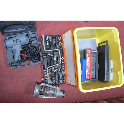 1023 - Draper Socket Set, Power G drill, wrench set, etc:- One Box.