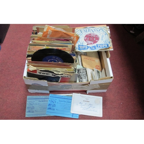 1026 - The Beatles Twist and Shout, No 1 etc, other 45's, postcards, snapshots, etc:- One Box.