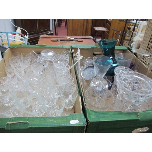 1060 - Drinking Glasses, coloured glassware, violin wall hanging, etc:- Two Boxes