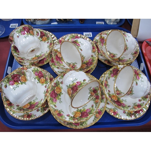 1221 - Royal Albert 'Old Country Roses' Set of Six Cups Saucers and Plates:- One Tray