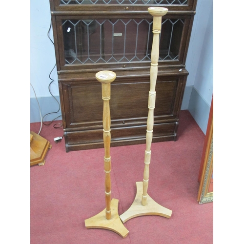 1637 - A Pair of Pine Hat Stands, on trefoil bases.