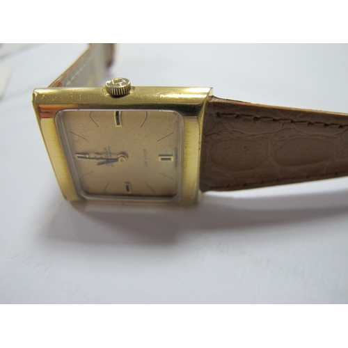 180 - Omega; A Gold Plated Cased De Ville Automatic Ladies Wristwatch, the signed square dial with line ma... 