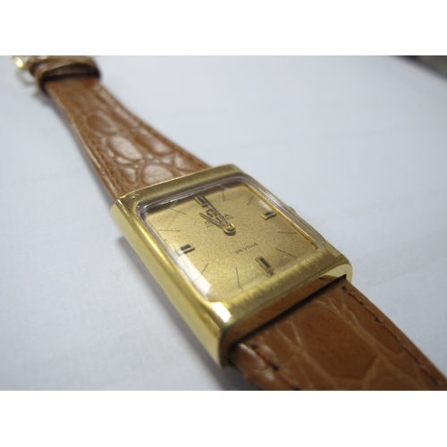 180 - Omega; A Gold Plated Cased De Ville Automatic Ladies Wristwatch, the signed square dial with line ma... 