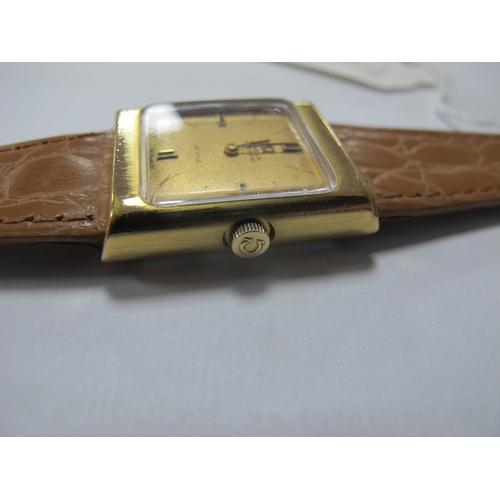 180 - Omega; A Gold Plated Cased De Ville Automatic Ladies Wristwatch, the signed square dial with line ma... 