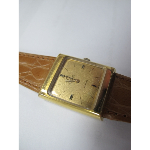 180 - Omega; A Gold Plated Cased De Ville Automatic Ladies Wristwatch, the signed square dial with line ma... 