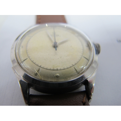 188 - Omega; A c.1940's 'Bumper' Automatic Stainless Steel Gent's Wristwatch, the signed dial with Arabic ... 