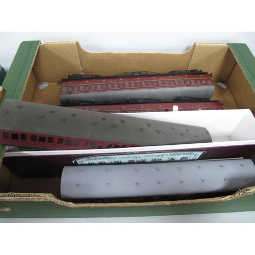 365 - Four 'O' Gauge/7mm Kit Built L.M.S/BR Maroon MK One Coaches, two all metal (full 3rd and brake 3rd) ... 