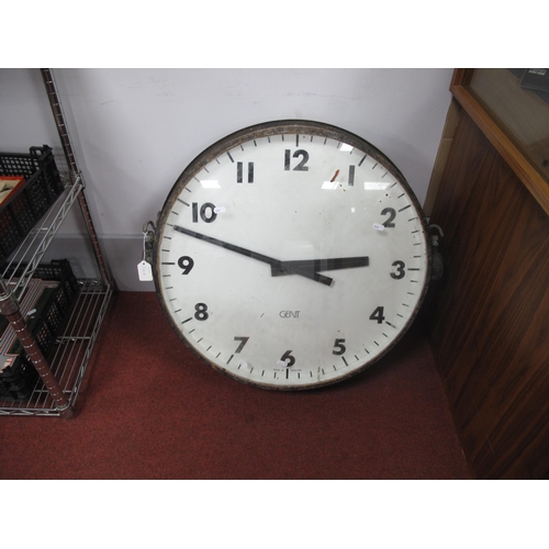 366A - A Gent of Leicester Double Sided Wall Clock, 62cm Diameter Arabic numeral dial, (in unrestored origi... 