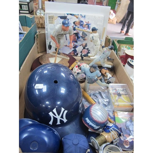 1065 - New York Yankees Memorabilia, to include Historical Beginnings Joe Dimaggio and three other resin fi... 