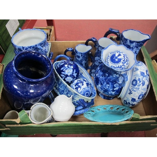 1069 - XIX Century Style Blue and White Graduated Jugs, vase, etc:- One Box