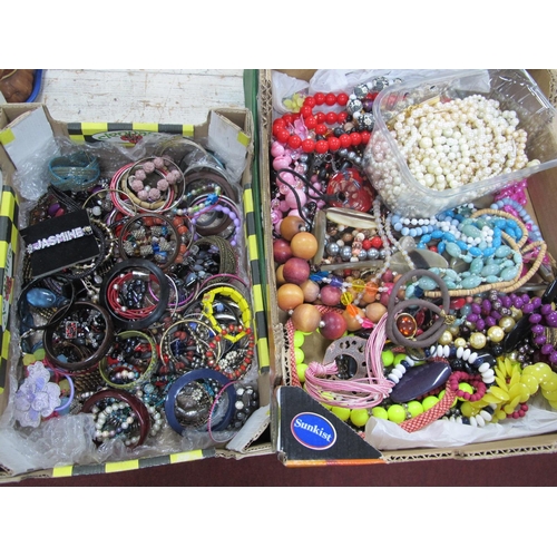 1095 - Costume Jewellery, including bangles, necklaces, bead, etc:- Two Boxes.