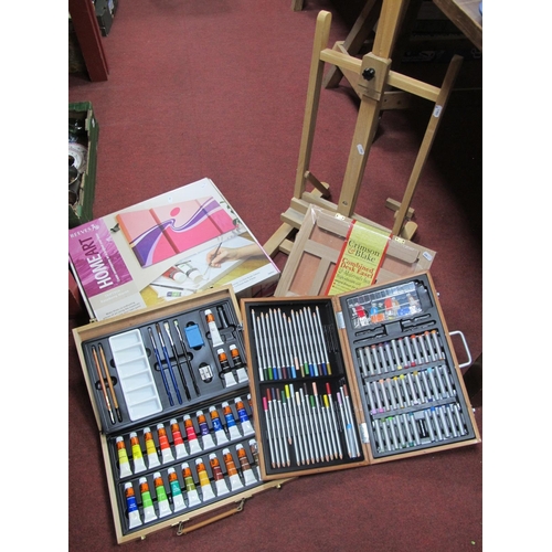 1129 - W.H.Smith Watercolour Paints, pencils, Reeves Home Art including canvases and paints, a Crimson & Bl... 