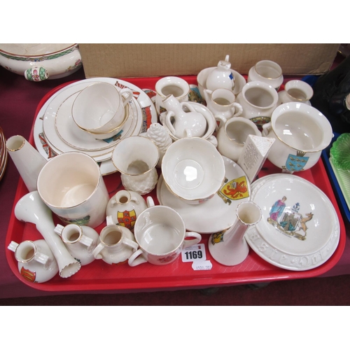 1169 - Goss Crested China, including cups and saucers, vases, wall pockets, waste not bowl, etc, approx. 55... 