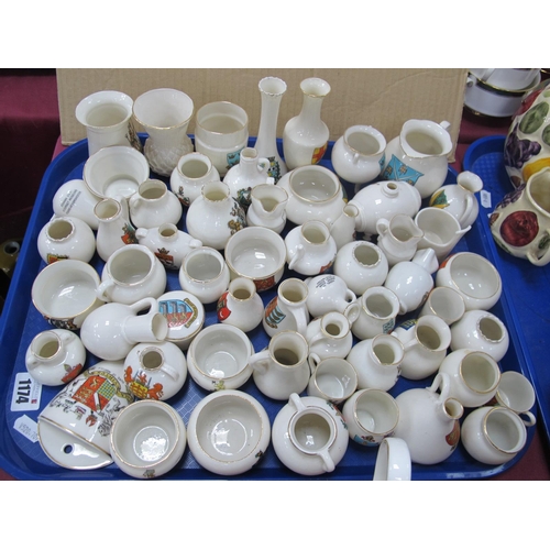 1174 - Goss Crested China, including wall pocket, old Swiss vinegar bottle, approx. 55 pieces:- One Tray