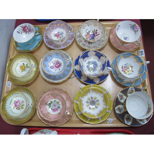 1178 - Twelve Paragon China Cabinet Cups and Saucers, all different patterns:- One Tray