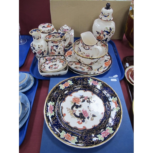 1186 - Mason's 'Blue Mandalay' Ginger Jar, Tea Jar, jug, etc and Royal Mandalay plate:- One Tray