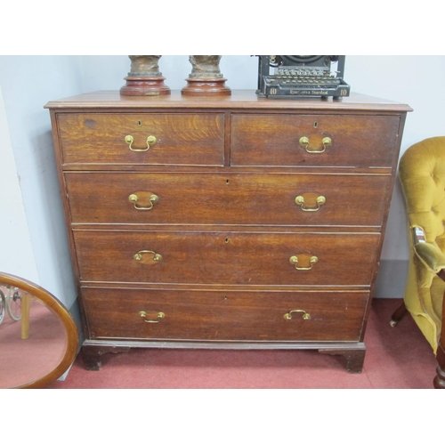 1568 - A XIX Century Oak Chest of Two Short and Three Long Drawers, on bracket feet, 120cm wide.