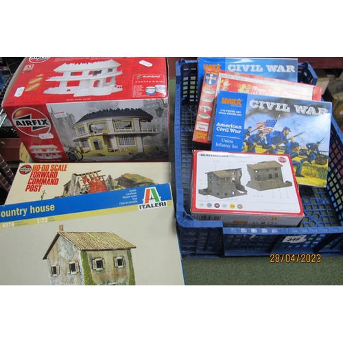 348 - An Interesting Collection of Plastic Model Kits, 15mm White Metal Wargaming Figures, to include airf... 