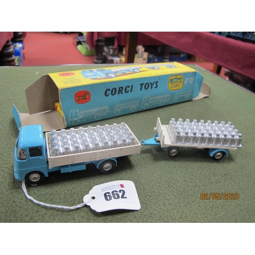 662 - A Boxed Corgi Toys Gift Set No.21, featuring E.R.F Dropside Lorry and Platform trailer with milk chu... 